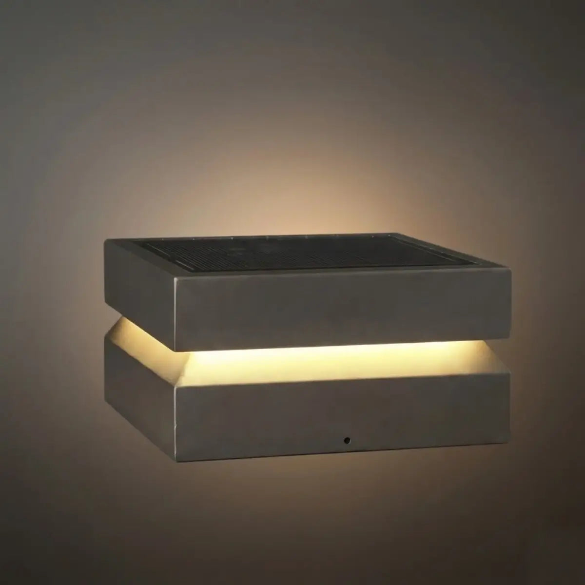 Modern Concave Solar Outdoor Pillar Lights – Black Metal